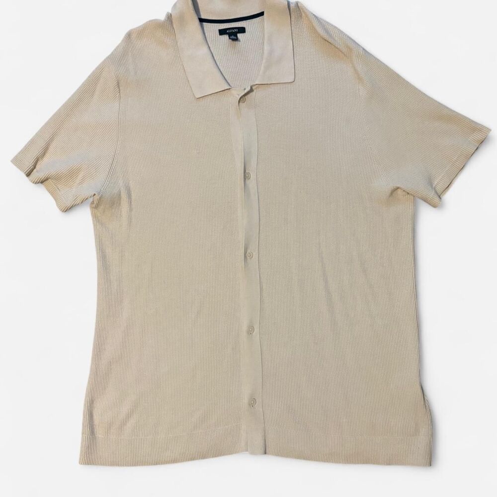 Alfani Men's Cream and Tan Polo-shirts